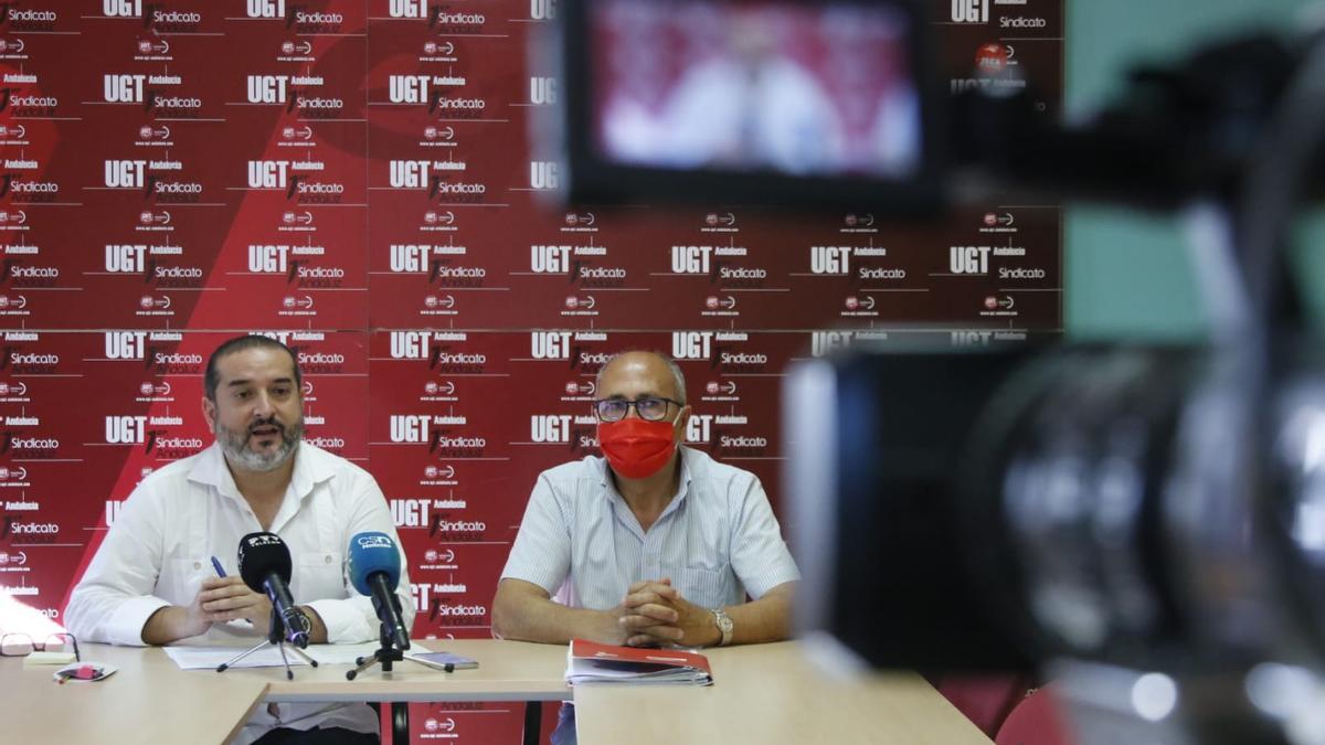 Un momento de la rueda de prensa de UGT.