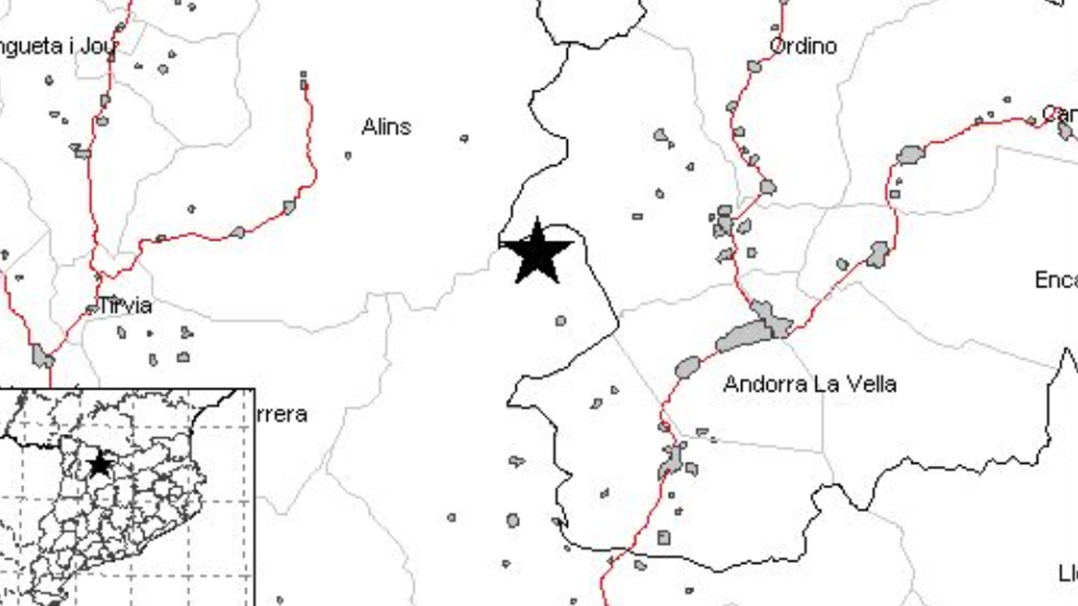 Localización del terremoto en Andorra.