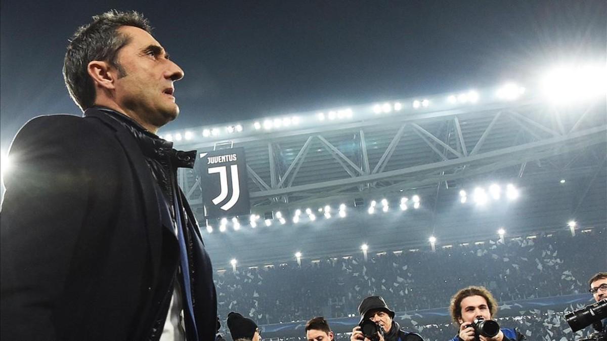 Ernesto Valverde disfrutó desde el banquillo del ambiente del Juventus Stadium