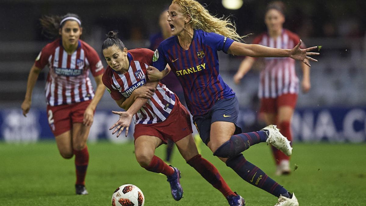 Imagen de archivo de un partido femenino celebrado entre el Atlético de Madrid y el F.C. Barcelona