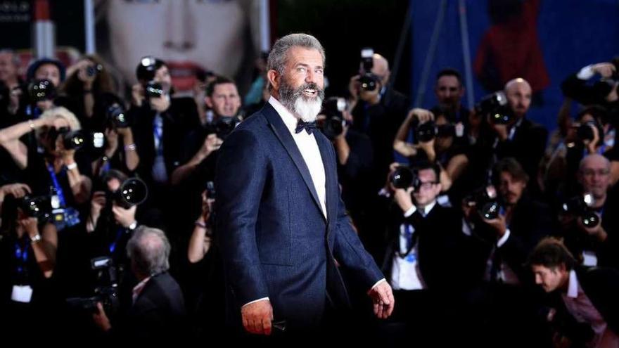 Mel Gibson, ayer, en Venecia.