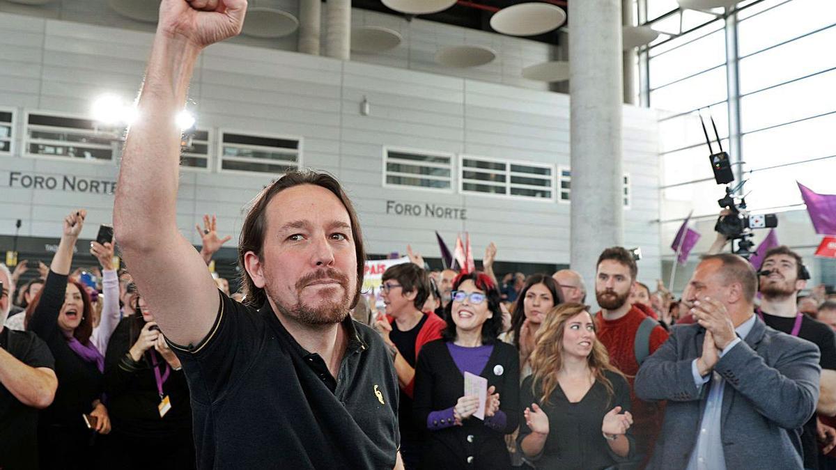 Pablo Iglesias, en su último mitin en València, a finales de 2019. | EFE