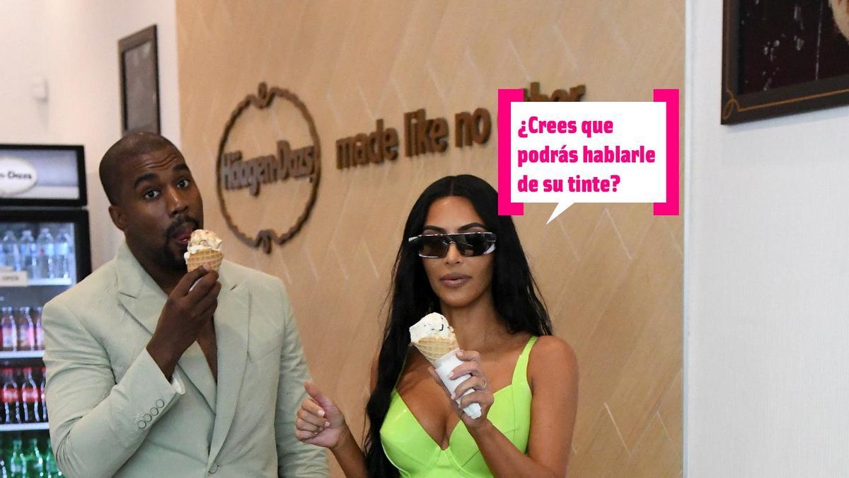 Kim Kardashian y Kanye West se comen un helado hablando de tintes