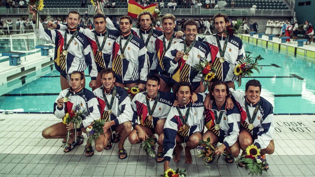 Selección española de waterpolo ganadora del oro en Atlanta 1996.