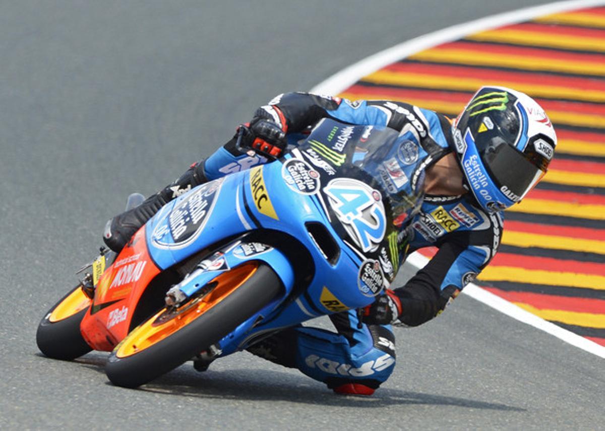 Àlex Rins, durant els entrenaments de Moto3 del GP d’Alemanya. Àlex Rins, durant els entrenaments de Moto3 del GP d’Alemanya.