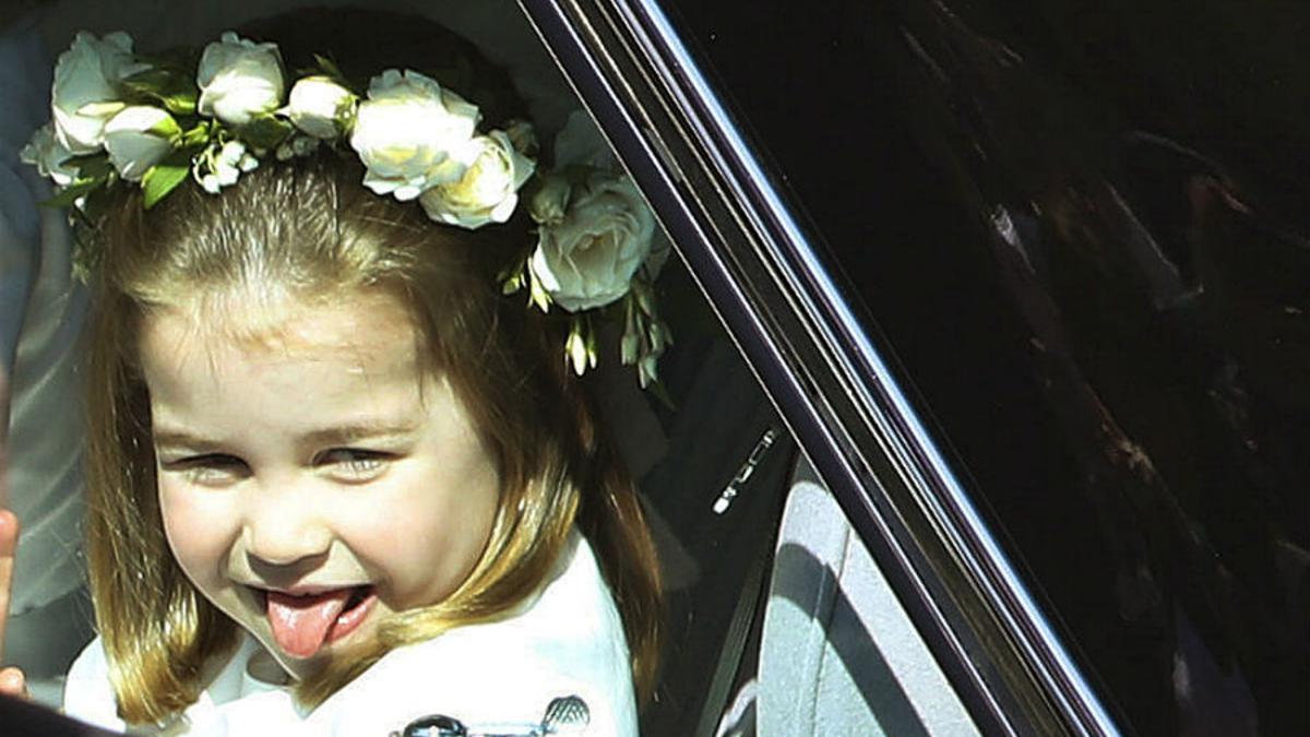 La Princesa Charlotte a su llegada a la boda de Meghan y el Príncipe Harry