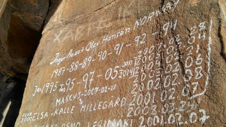 Pintada en la Caldera del Rey, en Adeje.