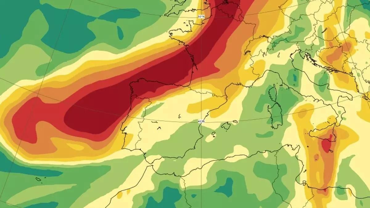 Mapa que muestra la nube tóxica llegando a España