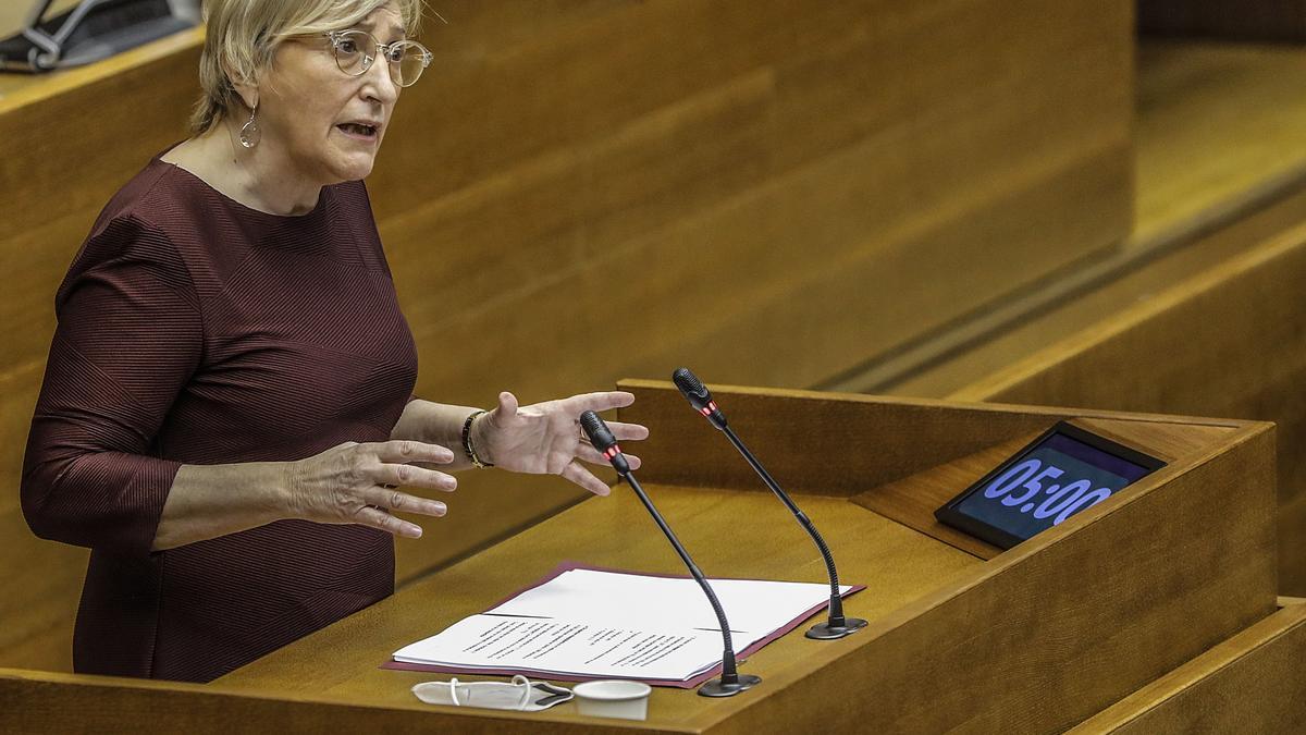 Barceló durante su comparecencia en Les Corts.