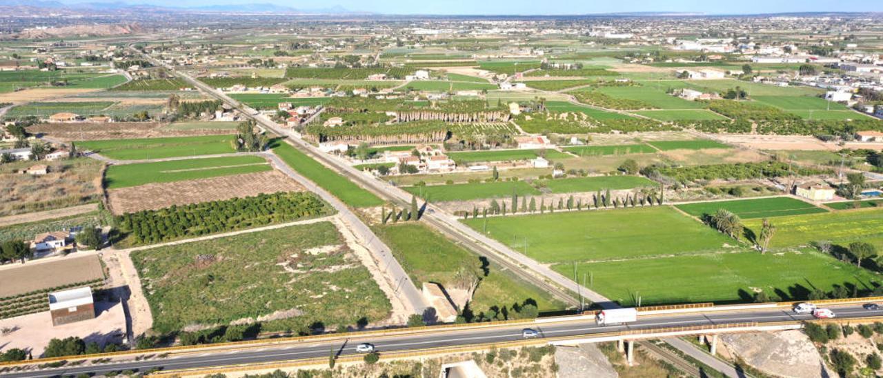 Aspecto de la vega y huerta tradicional de Callosa en una imagen captada junto a la sierra.