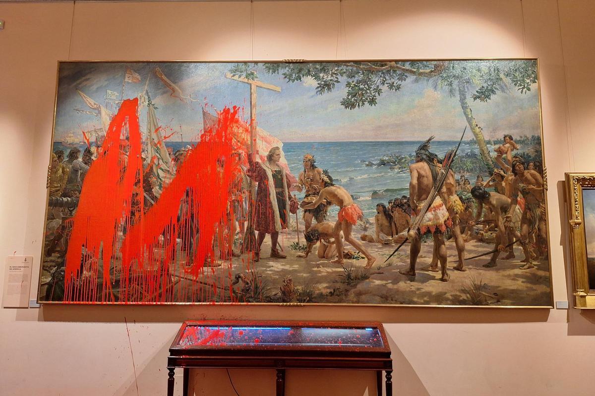 La obra de José Garnelo atacada en el Museo Naval de Madrid.