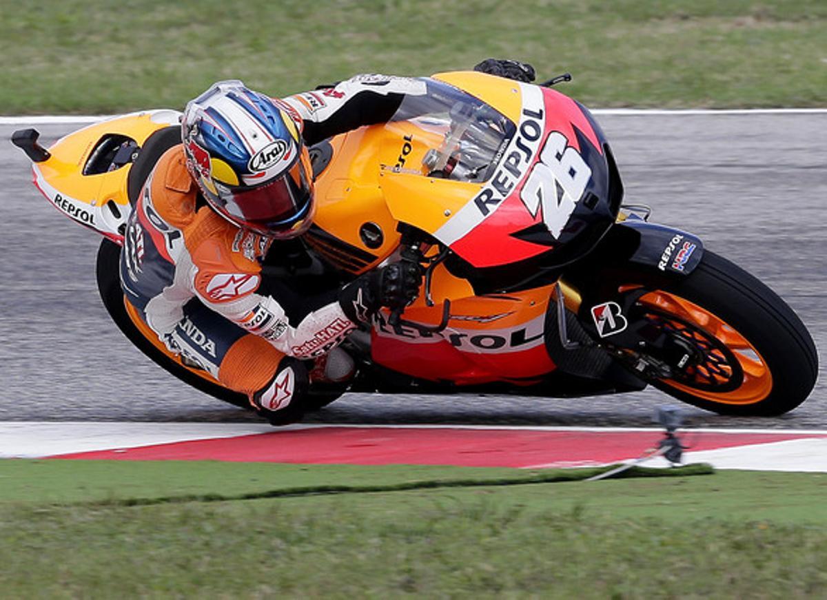 Dani Pedrosa, en els entrenaments del Gran Premi de San Marino, avui, al circuit de Misano.