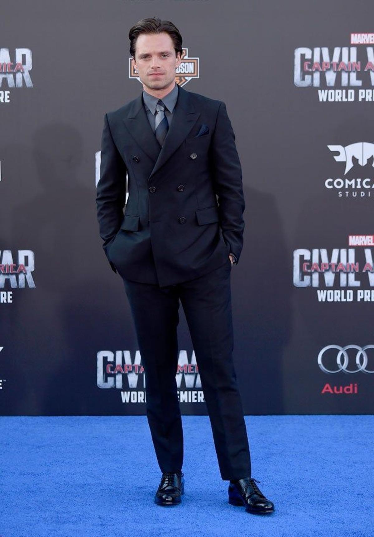 Sebastian Stan, en la première de Capitán América: Civil War en Los Ángeles.