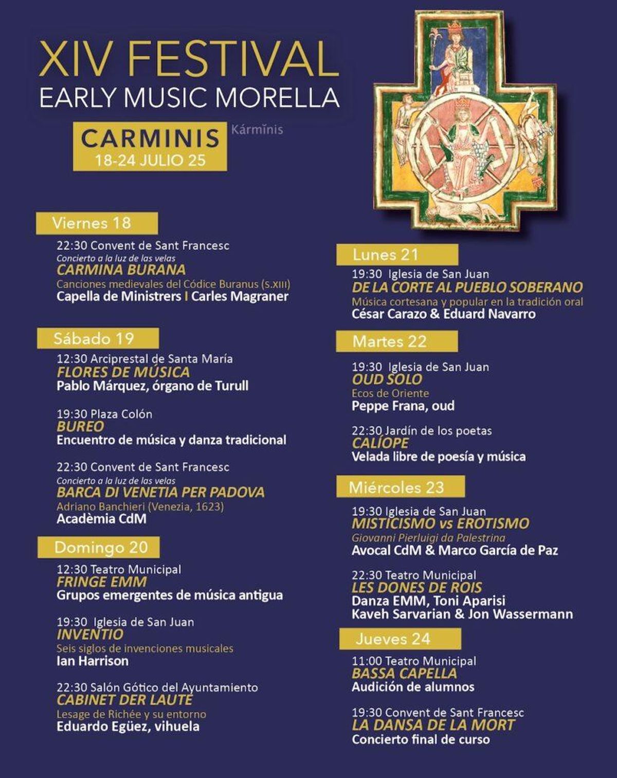Bajo el título 'Carminis' se celebra la XIV edición del festival Early Music Morella.