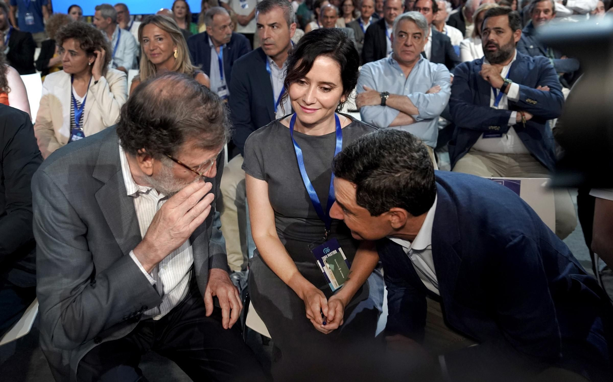 Rajoy, Ayuso y Juanma Moreno. Congreso Nacional del Partido Popular.