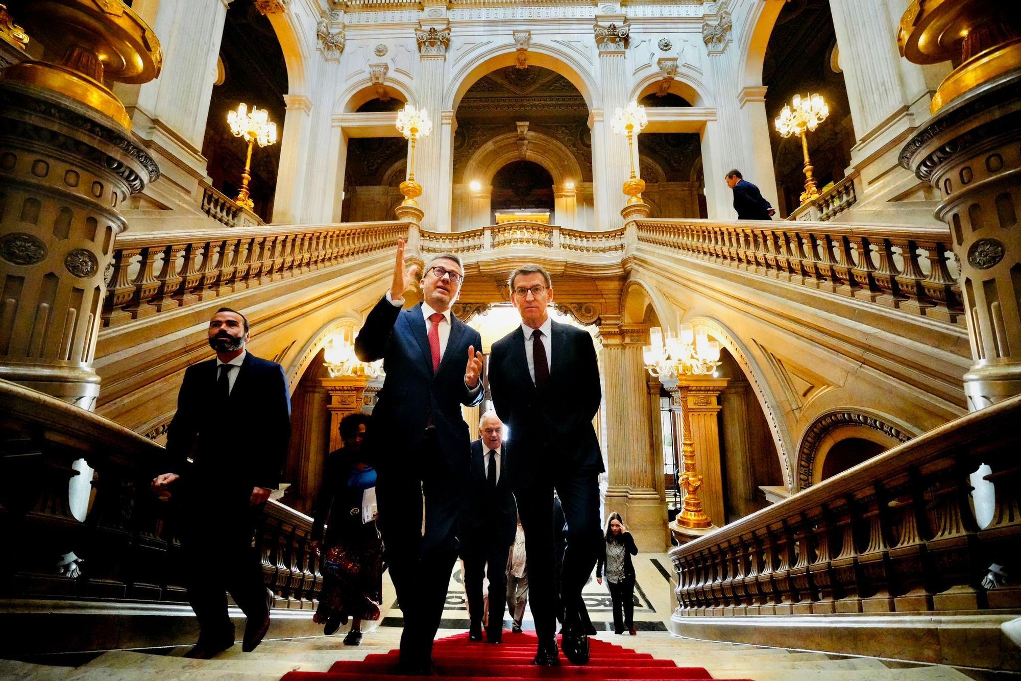 Feijóo y el presidente de la Cámara Municipal de Lisboa, Carlos Moedas.