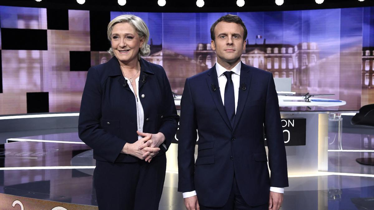 Marine Le Pen y Emmanuel Macron, durante el último debate.