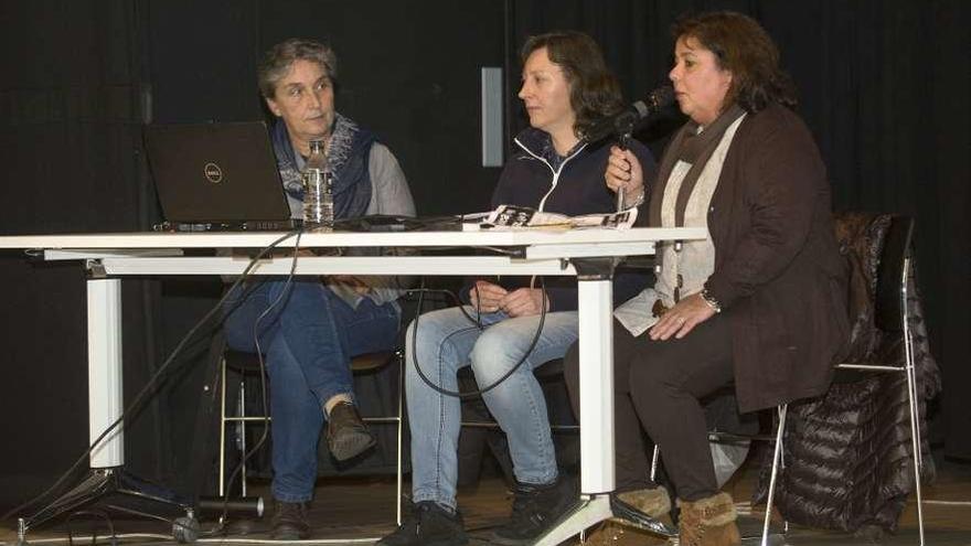 Dolores Mantiñán, Pilar Candelas y Mercedes López, ayer al presentar las conclusiones de Picus.