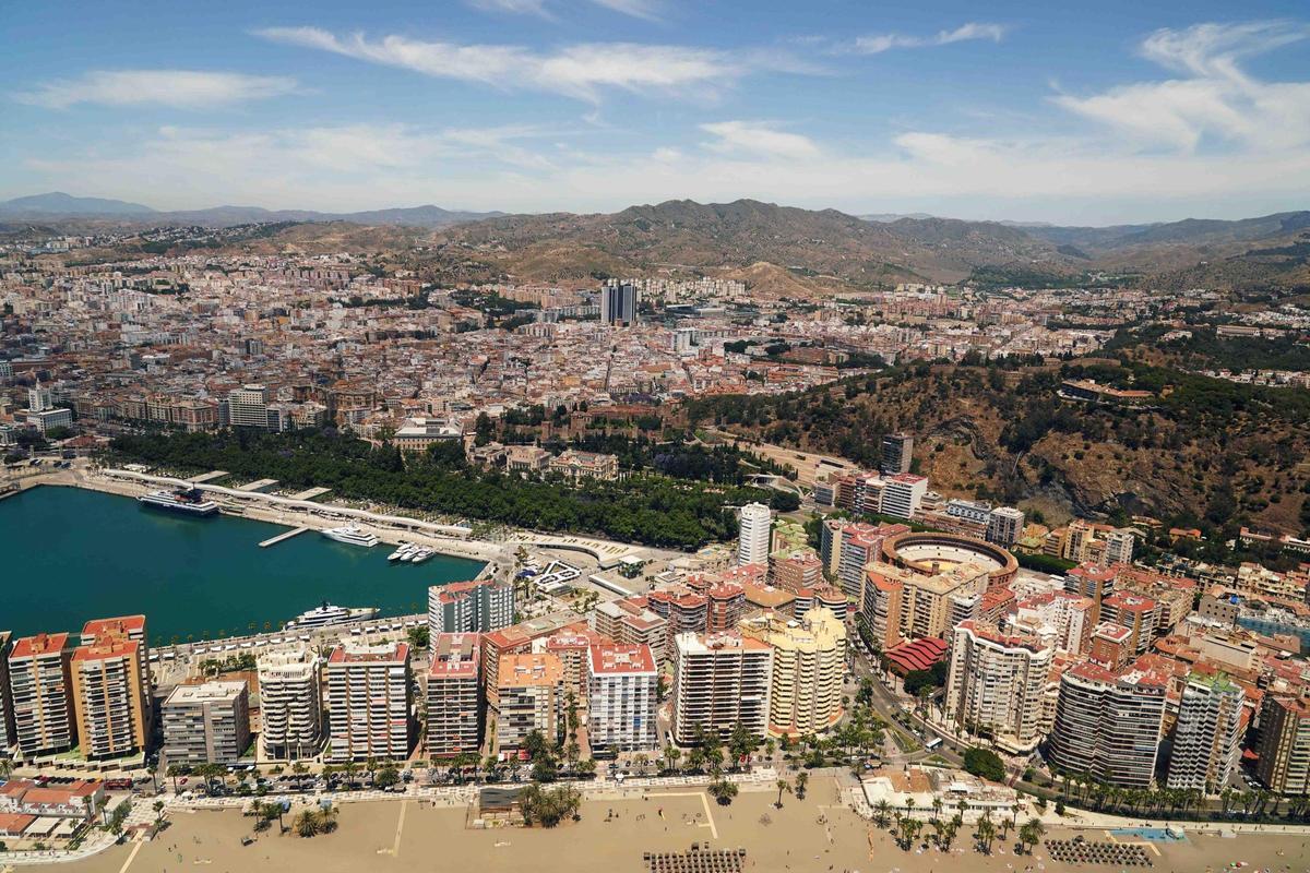 Vista aérea de Málaga capital