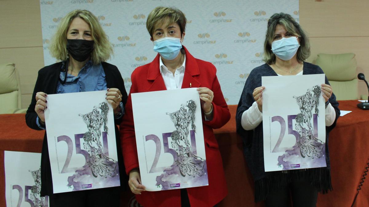 Las representantes de la mancomunidad de la Campiña Sur presentan la campaña del 25N