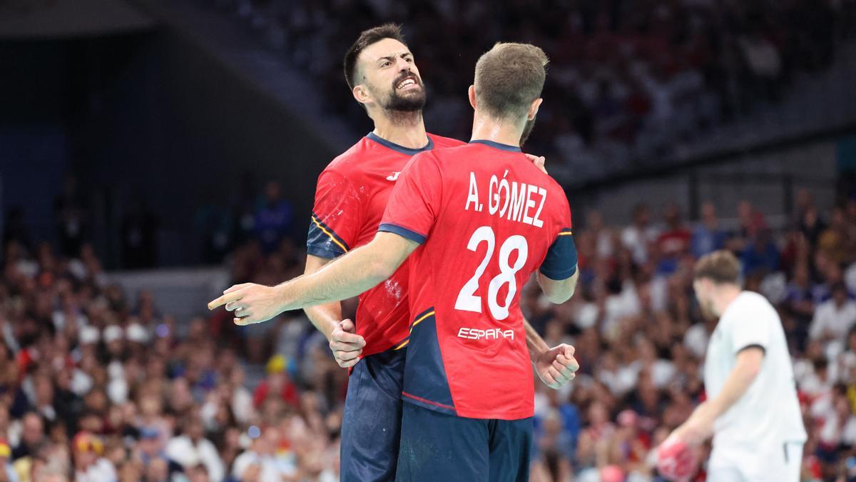 Augustin CASADO (Spain), Aleix GOMEZ (Spain), Handball, Men's Semifinal between Germany and Spain during the Olympic Games Paris 2024 on 9 August 2024 at Pierre Mauroy stadium