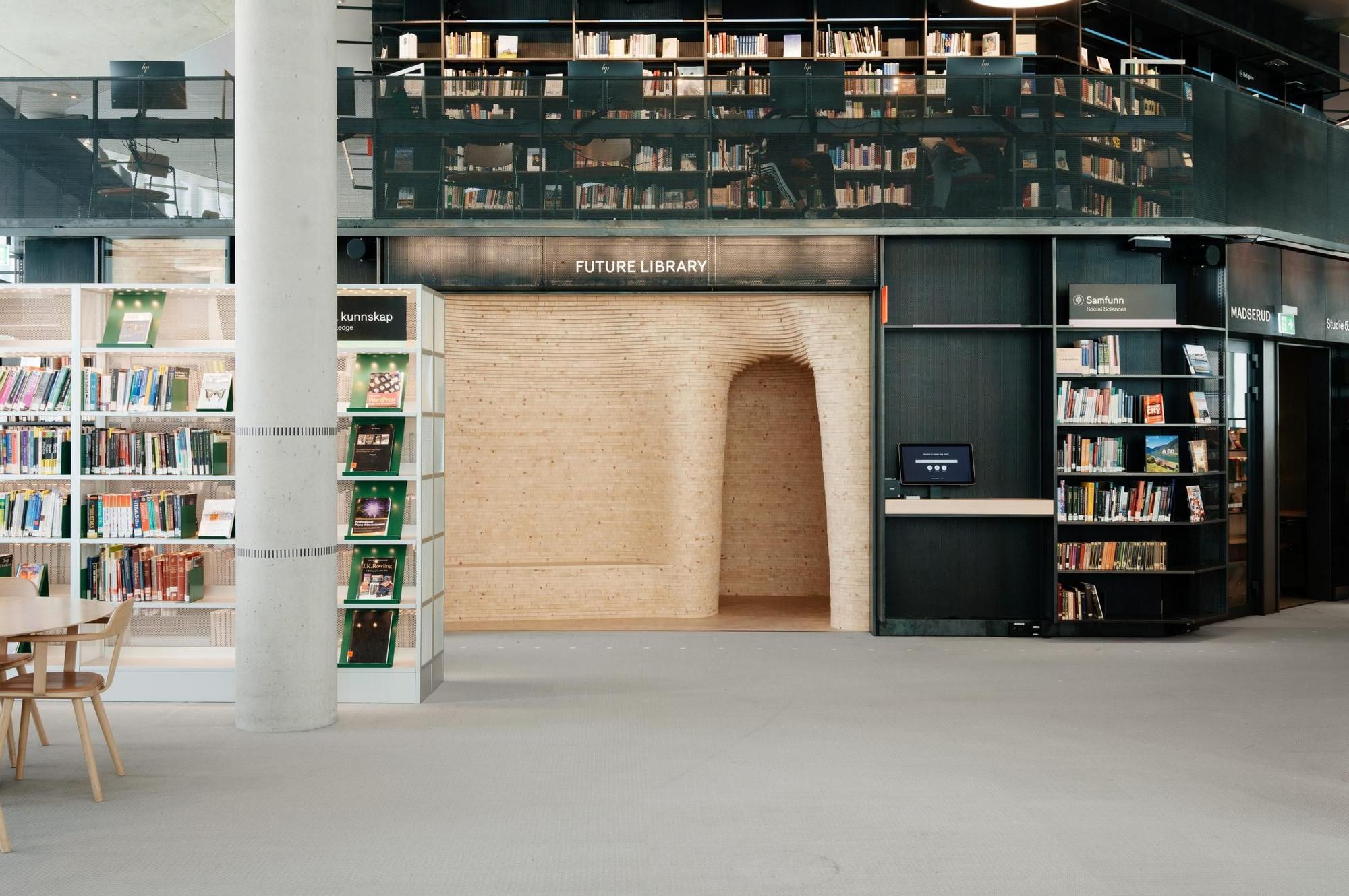 La Librería del Futuro está en una sala en la última planta de la biblioteca pública de Oslo, la más grande de Noruega