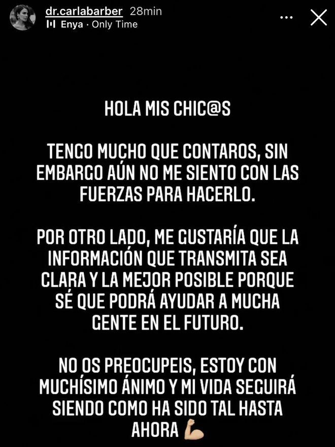 El mensaje de Carla Barber sobre su estado de salud