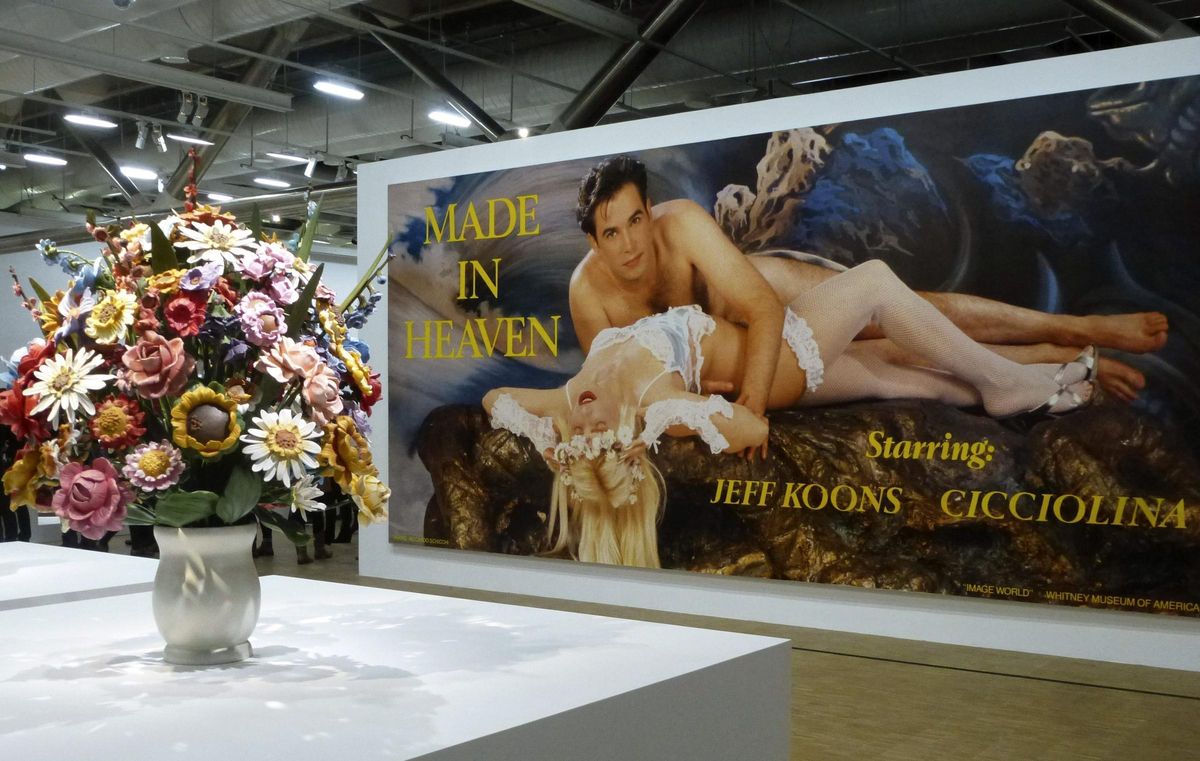 Cartel de una exposición de Jeff Koons y Cicciolina.