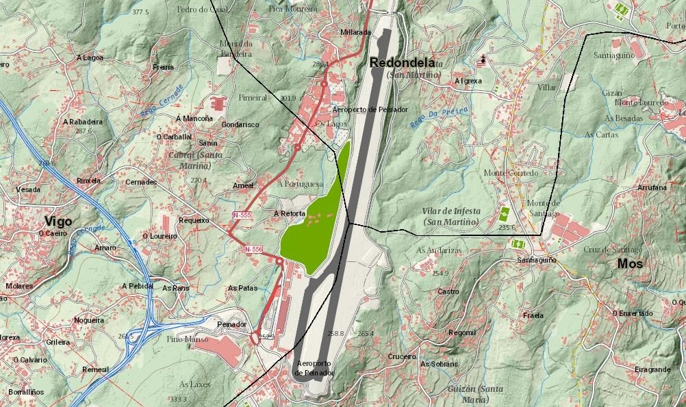 El aeropuerto de Vigo está dentro de tres concellos al mismo tiempo: Vigo, Redondela y Mos