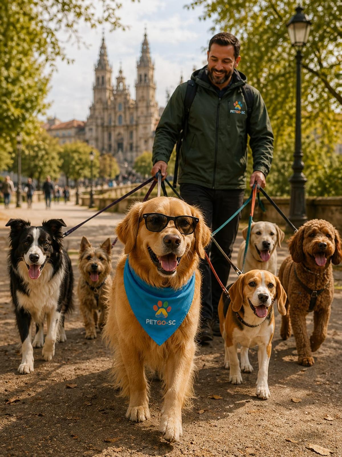 Imagen de PETGO-SC en la que se ve a un paseador de perros