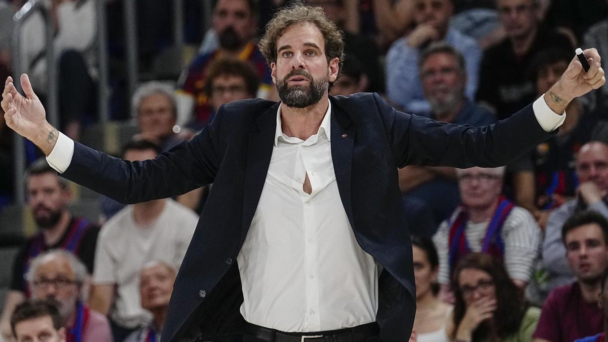 Roger Grimau se lamenta durante el quinto partido Barça-Olympiacos.