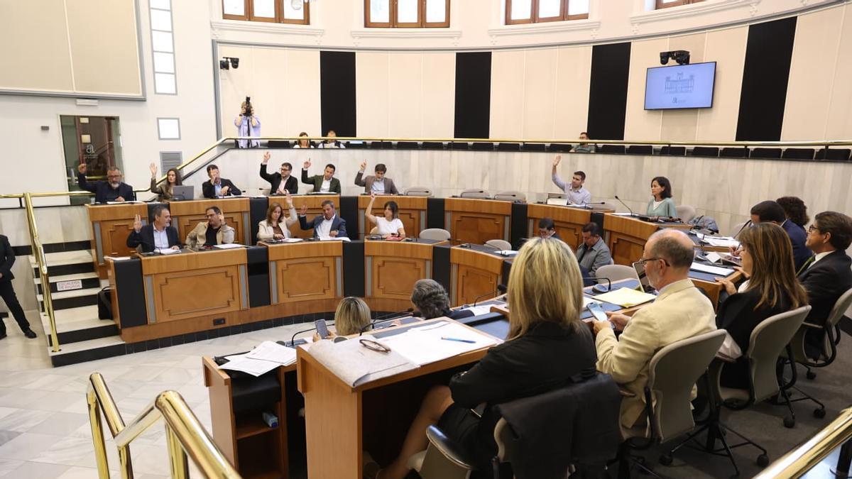 Una de las votaciones celebradas en el pleno ordinario del mes de mayo en la Diputación de Alicante