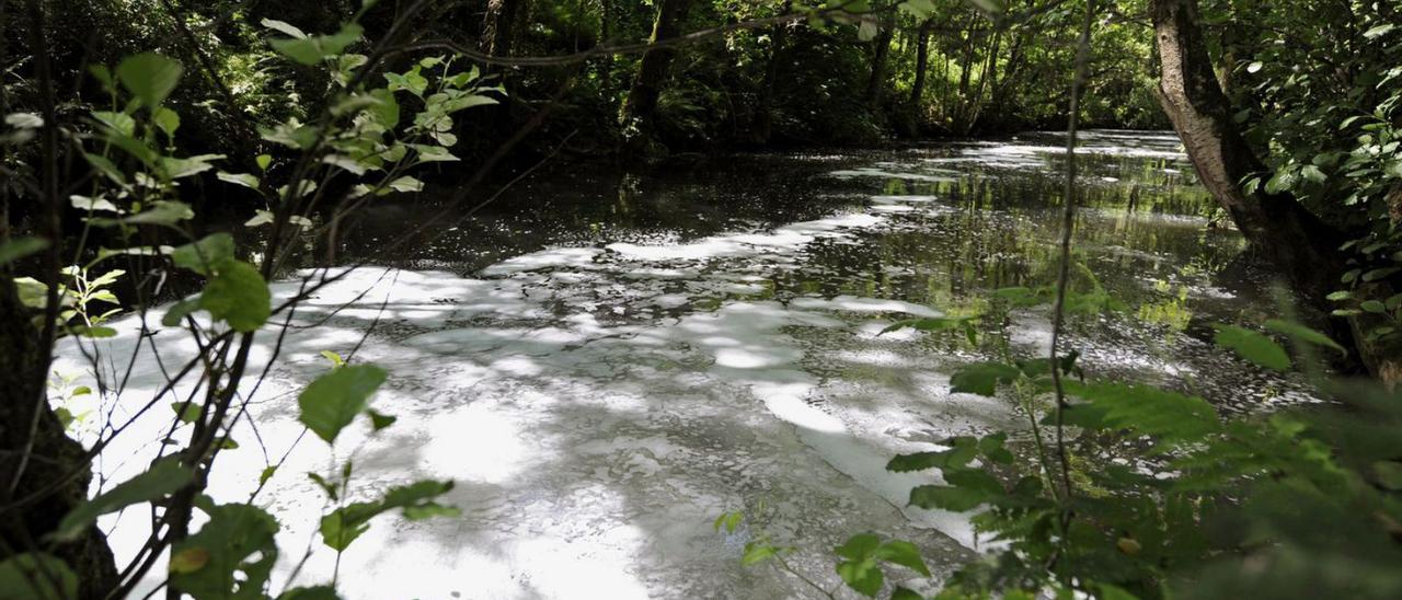 Un vertido de la EDAR de Botos en 2020 en aguas del Asneiro. |  // BERNABÉ/JAVIER LALÍN