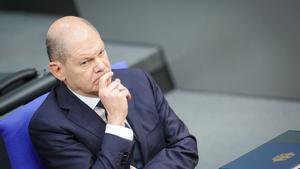 El canciller de Alemania, Olaf Scholz, durante una sesión en el Bundestag.