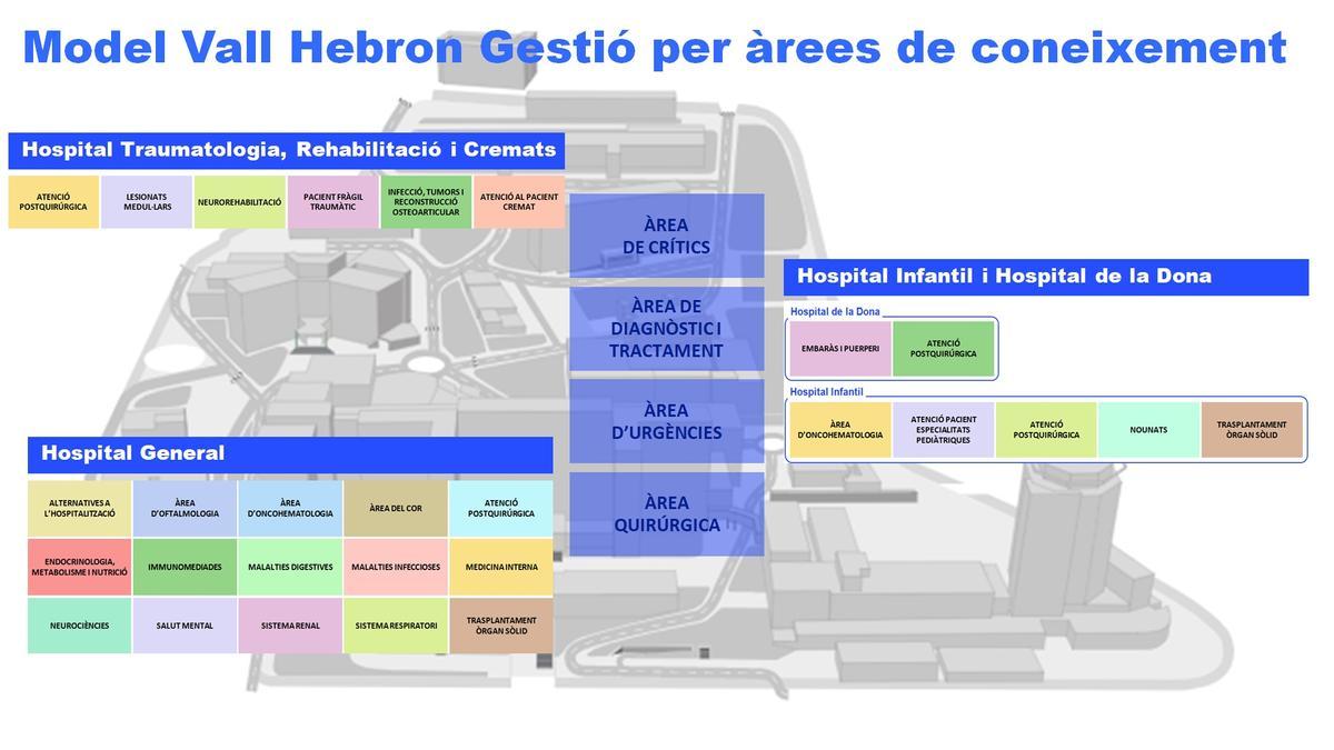 Mapa del nuevo modelo organizativo del Hospital Vall d'Hebron.