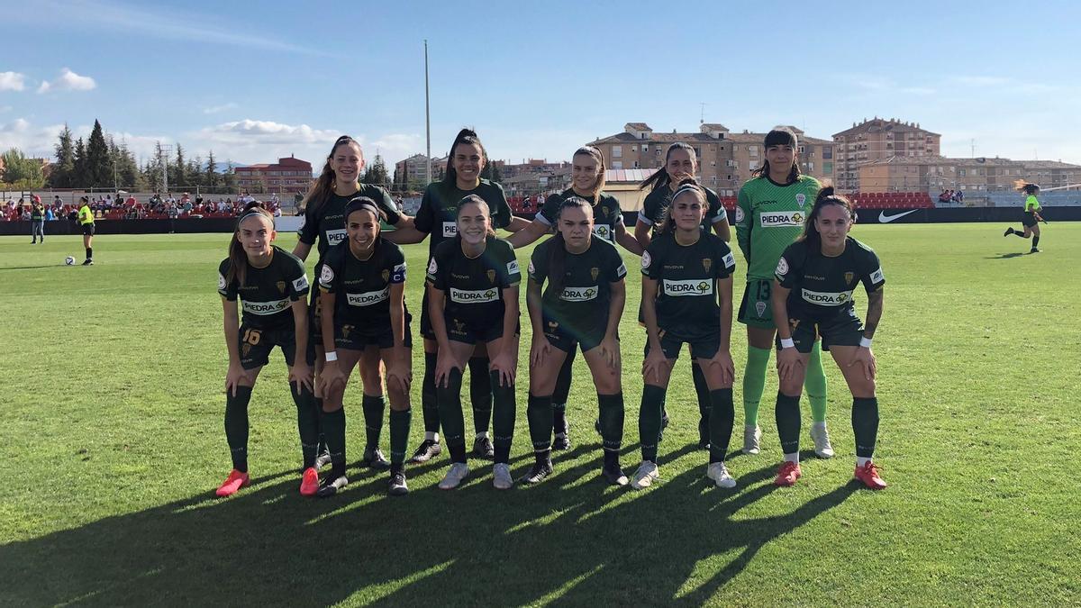 Alineación del Córdoba CF Femenino en Granada en la Liga Reto Iberdrola.