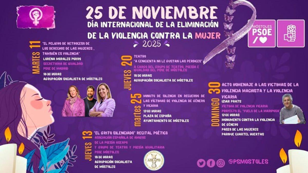 Un recital y un homenaje a las víctimas de la violencia machista, en la programación del PSOE por el 25N