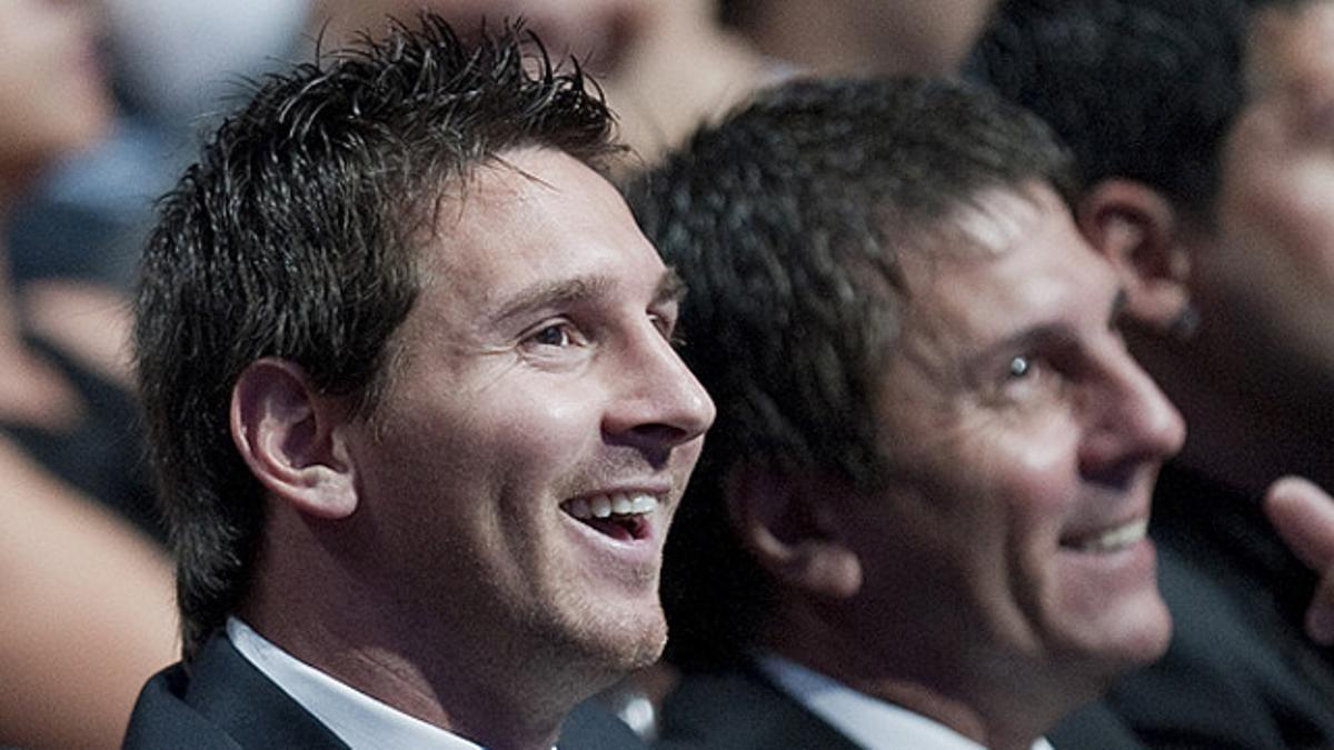 Leo Messi y su padre, en un acto en Montecarlo, en el 2011