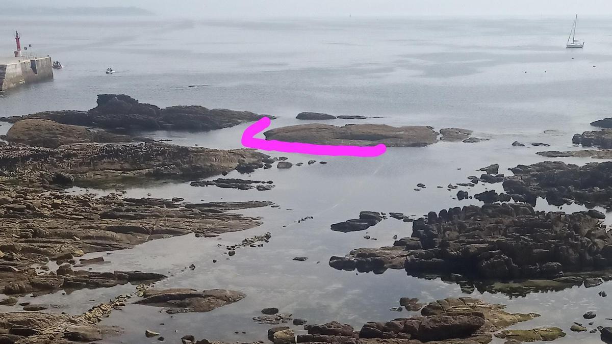 En rosa, la zona del emisario de la depuradora que se amplió estos días hacia el mar.