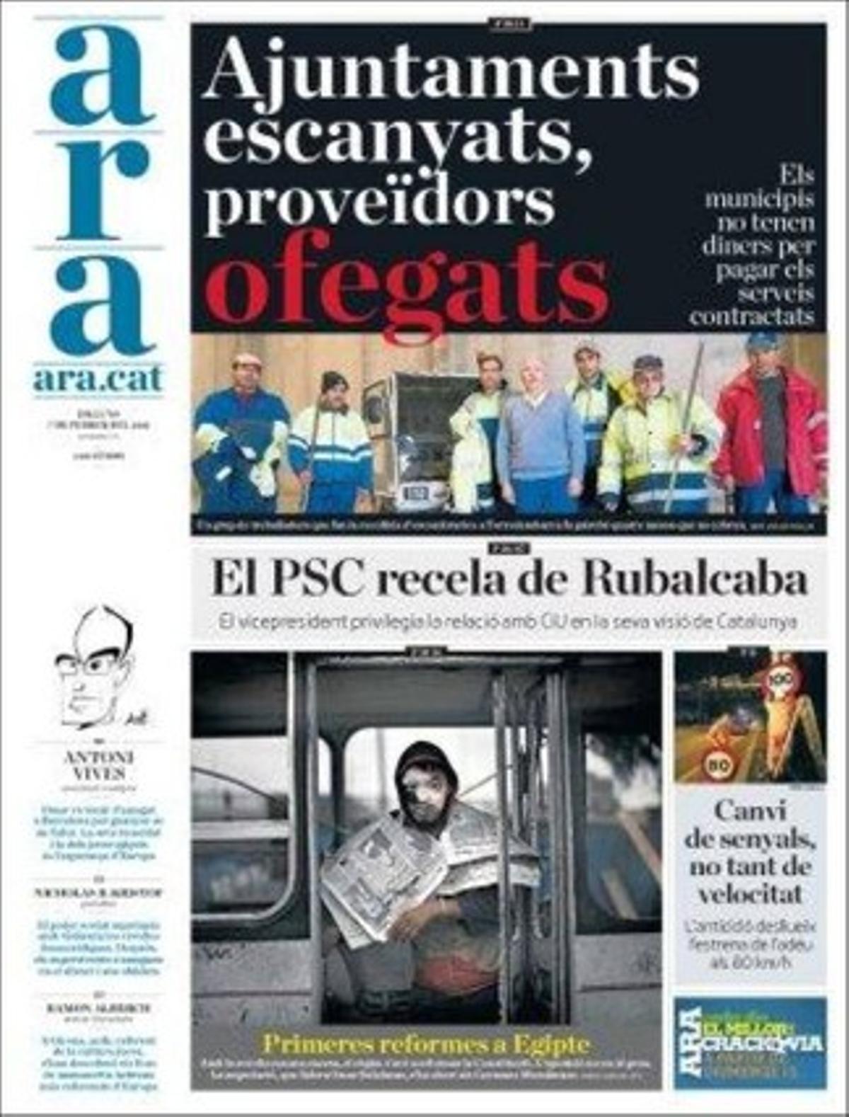 ’Ara’ destaca a més que la junta de Foment vota avui si vol Gay de Montellà com a president, i unes declaracions de Marc Gasol, que acaba contracte el 30 de juny: No vull perdre més temps plantejant-me el futur.
