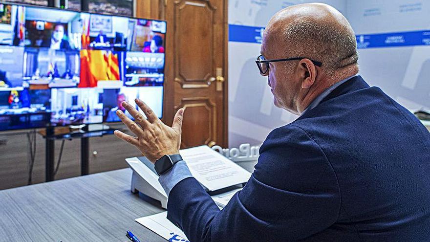 Manuel Baltar, durante la reunión telemática. |   // FDV