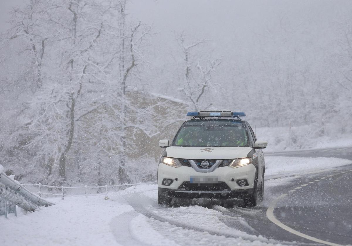 Nieve entre Guijuelo y Bejar (Salamanca).