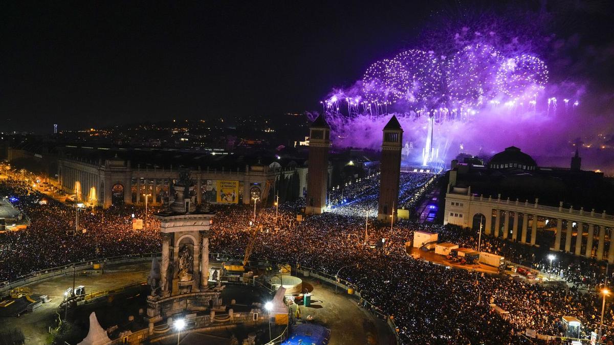 Fiesta de Fin de Año en Montjuïc, el pasado 31 de diciembre.