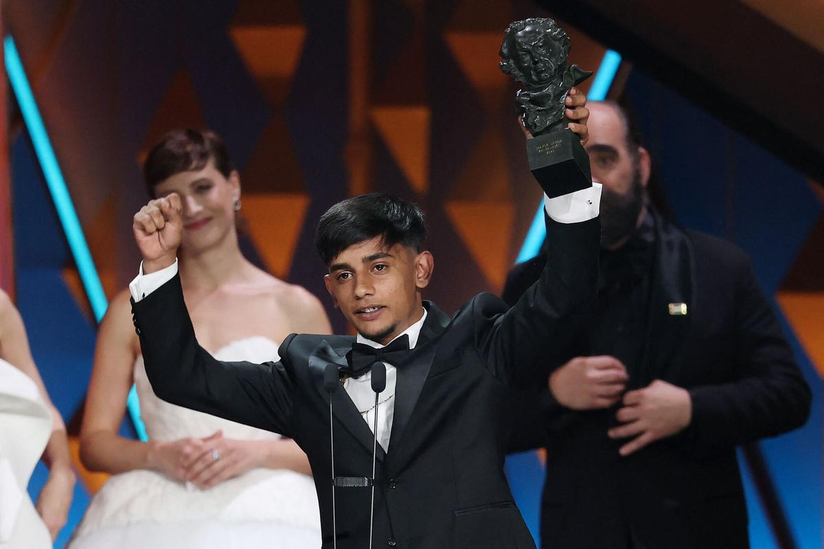 Antonio Fernández Gabarre, Mejor actor revelación en los Premios Goya 2026 por 'Ciudad sin sueño', este sábado en Barcelona.