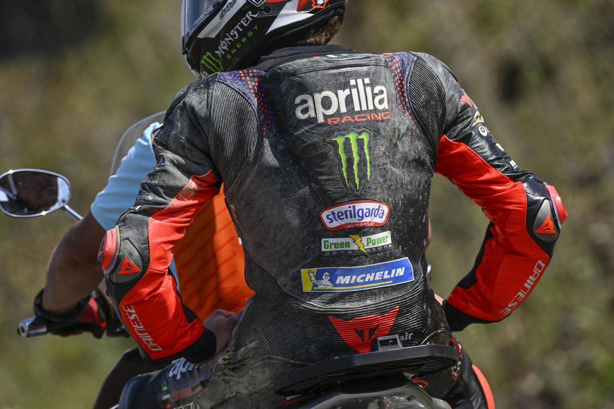 BEZZECCHI Marco (ita), Aprilia Racing, Aprilia RS-GP26, portrait, accident, crash during the 2026 MotoGP Monster Energy Grand Prix of Czechia, at Brno, from Junes 19 to 21, in Czech Republic - Photo Studio Milagro / DPPI AFP7 20/06/2026 ONLY FOR USE IN SPAIN