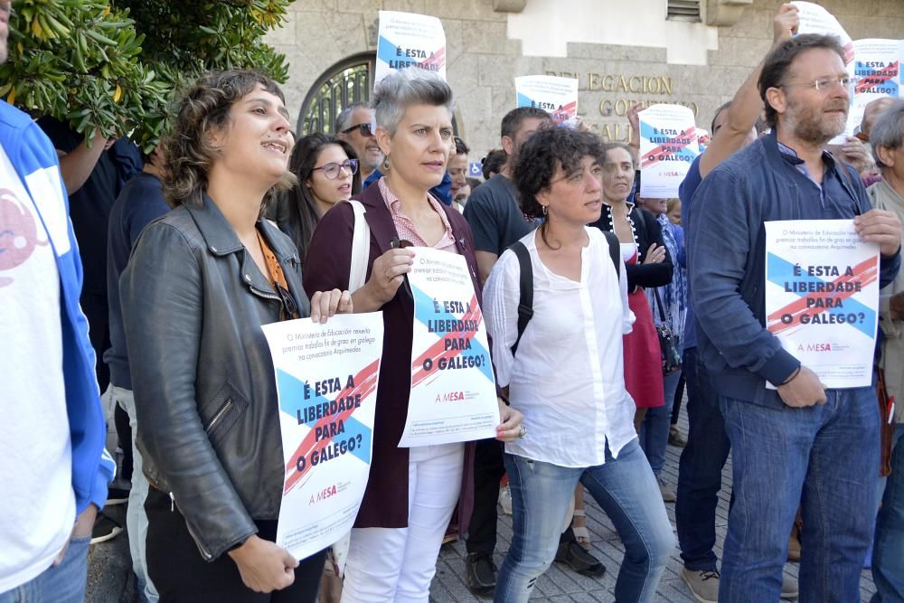 Protesta en A Coruña en defensa del gallego