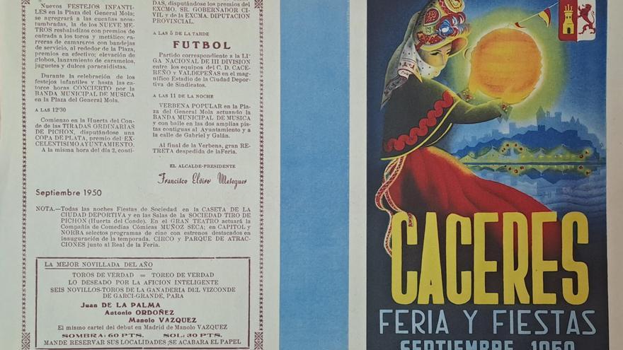 El cartel de las ferias de San Miguel de 1950, expuesto en el Palacio de la Isla de Cáceres