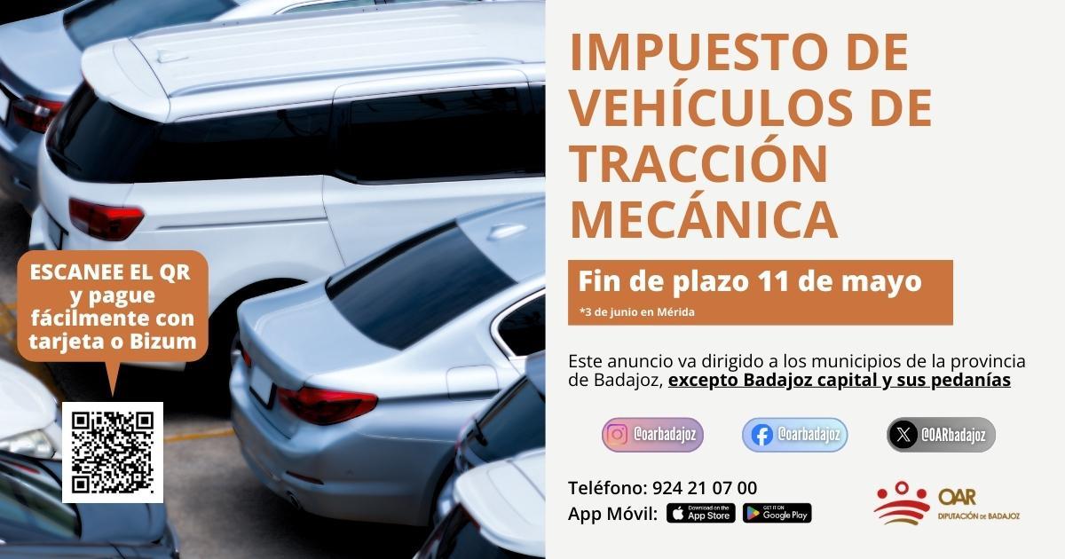 Cartel informativo del OAR sobre el impuesto de vehículos de tracción mecánica.
