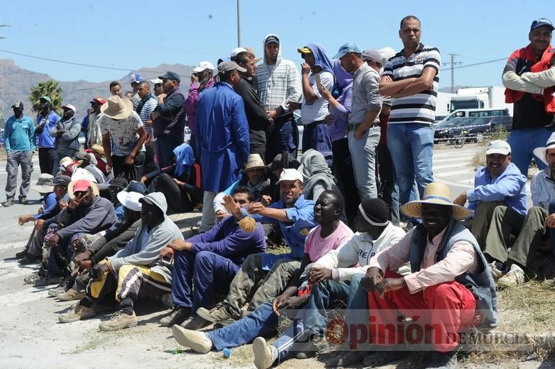 Protesta hortofrutícola en una empresa de El Raal