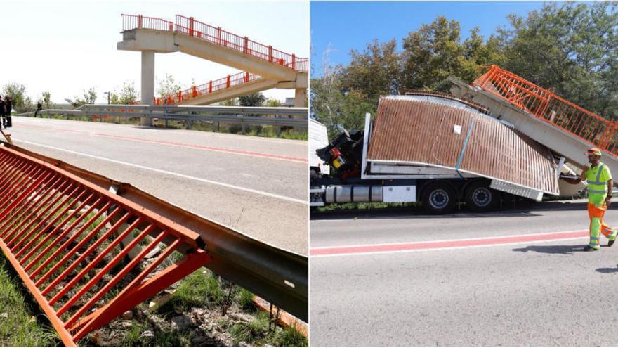 Así ha quedado la pasarela del Saler tras derribarla un camión